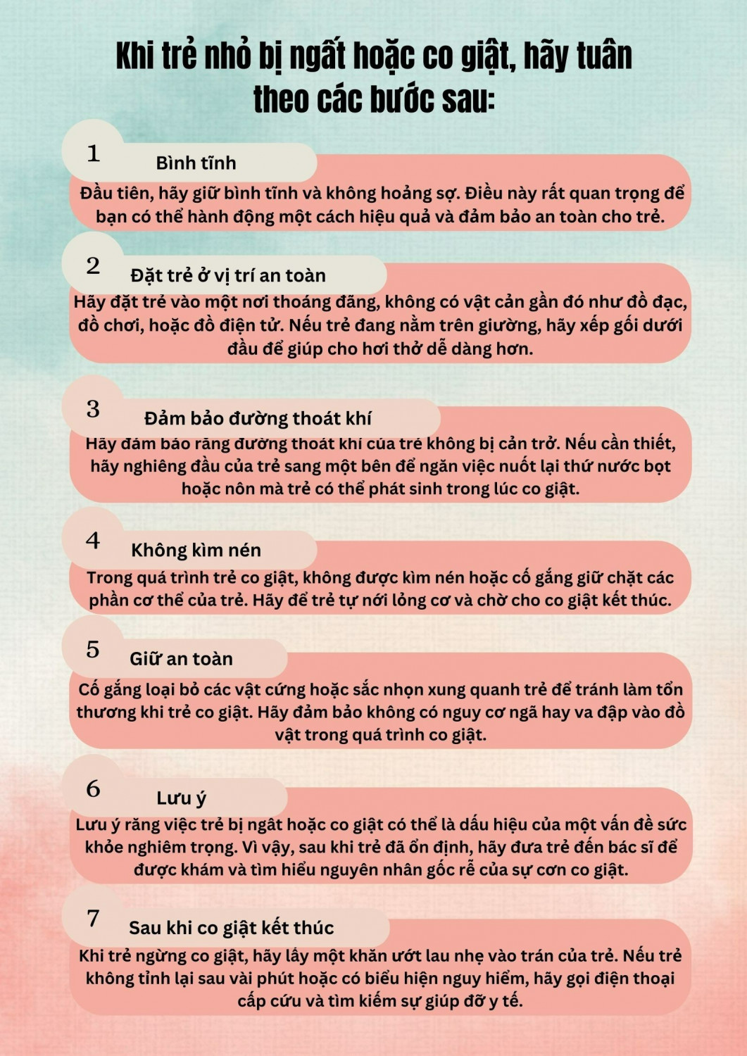 XỬ LÝ KHI TRẺ BỊ CO GIẬT