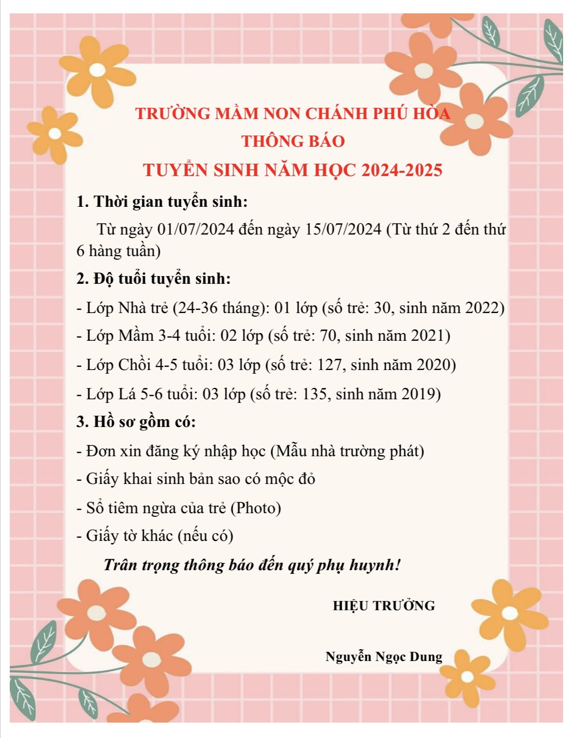 THÔNG BÁO TUYỂN SINH