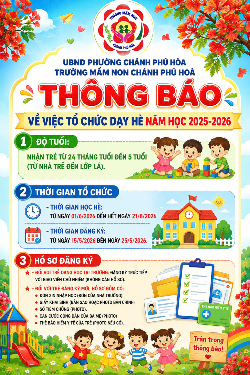 THÔNG BÁO TỔ CHỨC DẠY HÈ  2025-2026