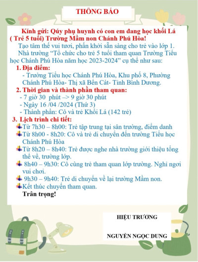 THAM QUAN TRƯỜNG TIỂU HỌC CHÁNH PHÚ HÒA