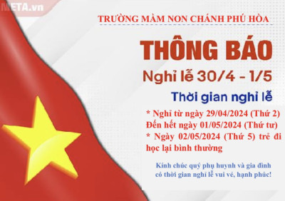 thông báo nghỉ lễ 30 4 và 1 5 24